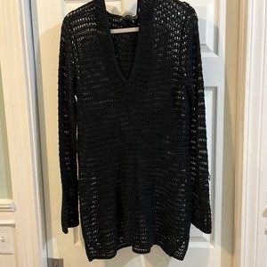 Vintage LIMITED COVER Up Black Womens Sz L Pullover Hooded Long Sleeve